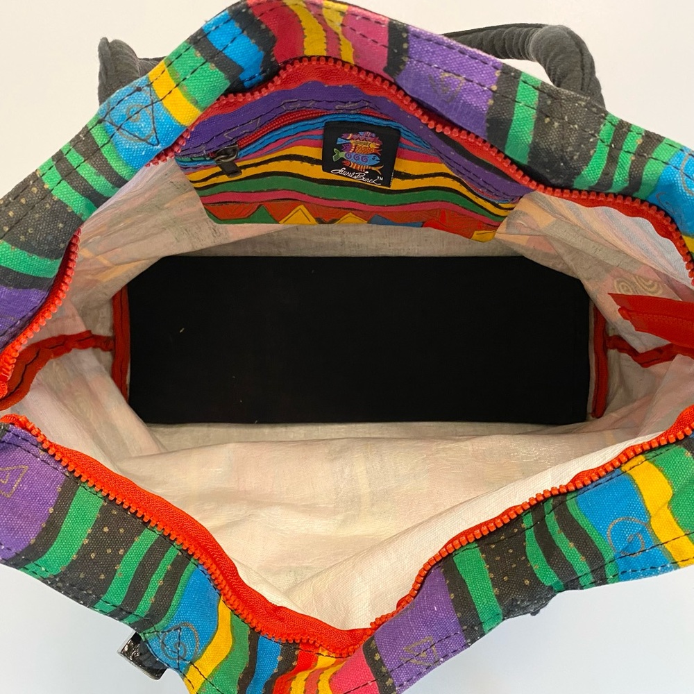 Laurel Burch Tote Bag Cats Canvas Coated Interior Vibrant Zipper Large Retired - Picture 10 of 14